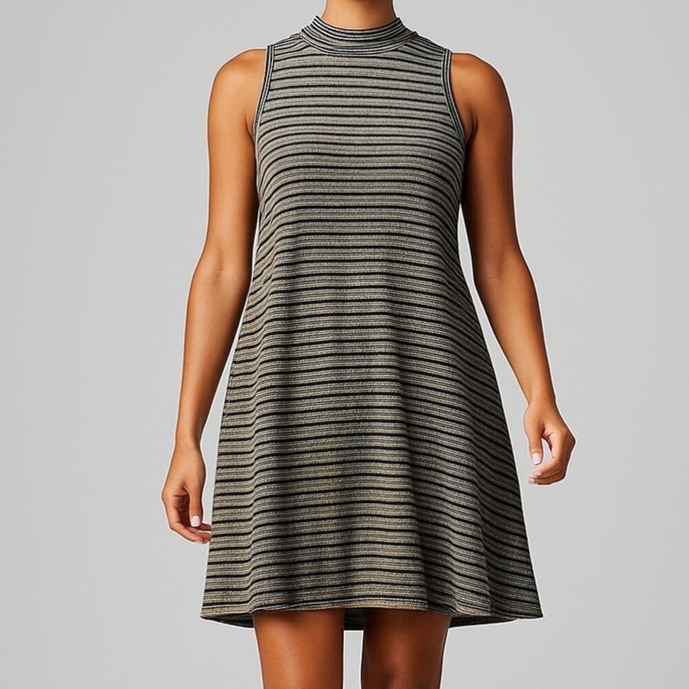 Everly Gold Metallic Stripe Mini Shift Dress Womens Small